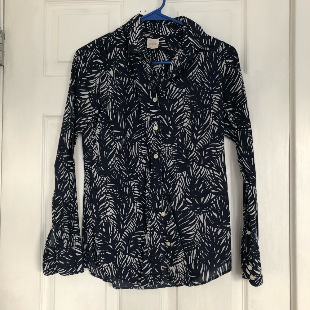 Navy and White J. Crew Button down